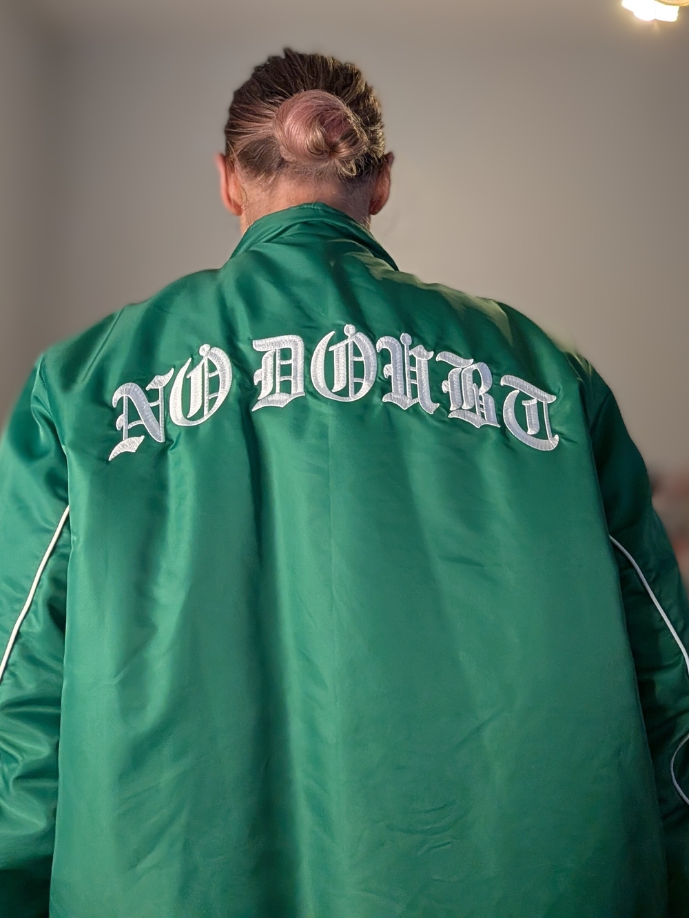 Green 'No Doubt' Embroidered Track Jacket